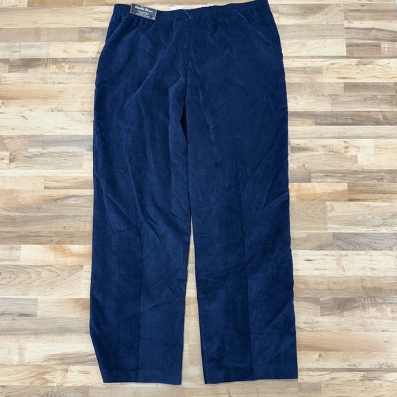 NEW Alfred Dunner Corduroy Pants Comfort Elastic Waist 18 Regular Length Navy - Picture 4 of 8